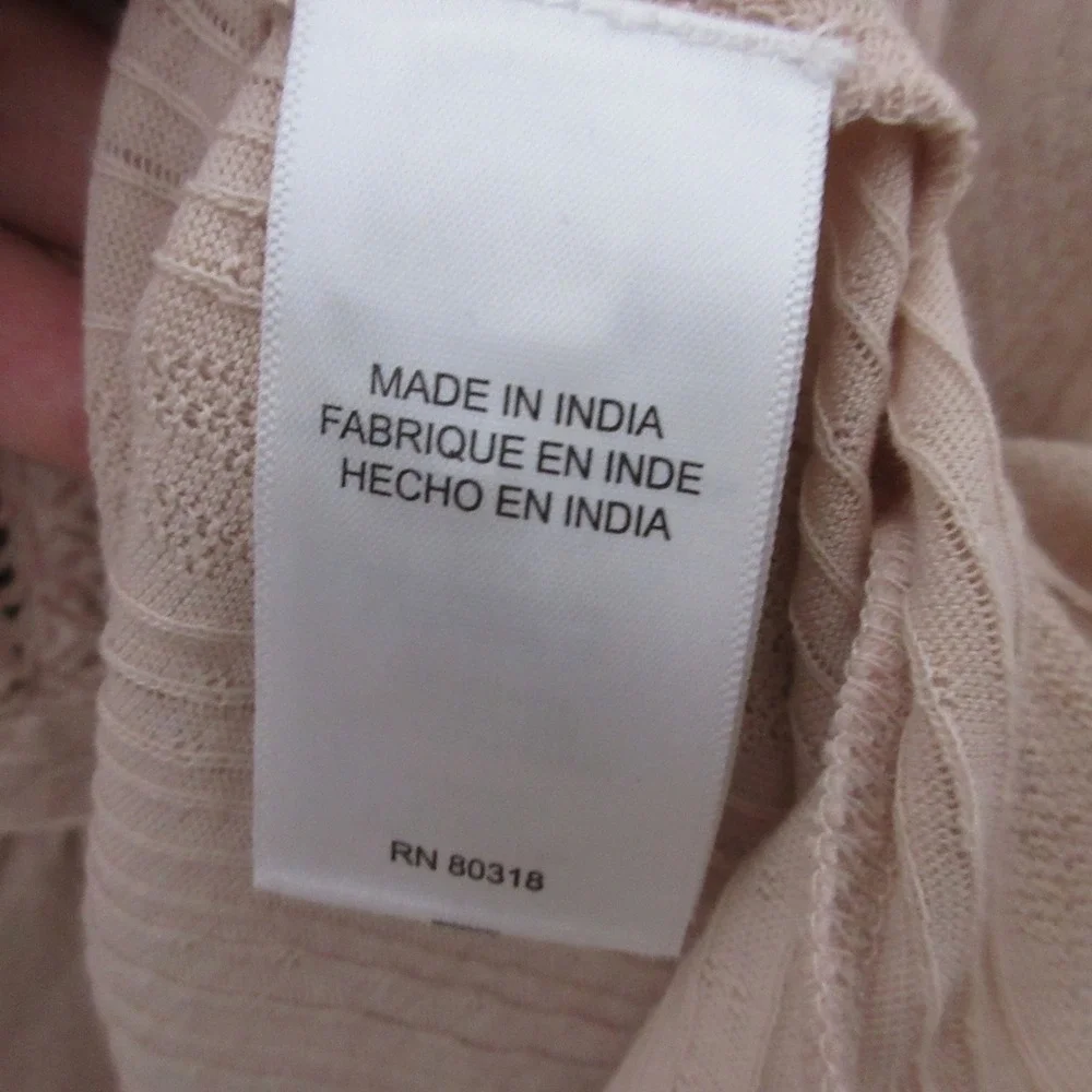 Lucky Brand Top M Peasant Babydoll Lace Square Neck Neutral Cottage CoreNWT - Picture 5 of 10